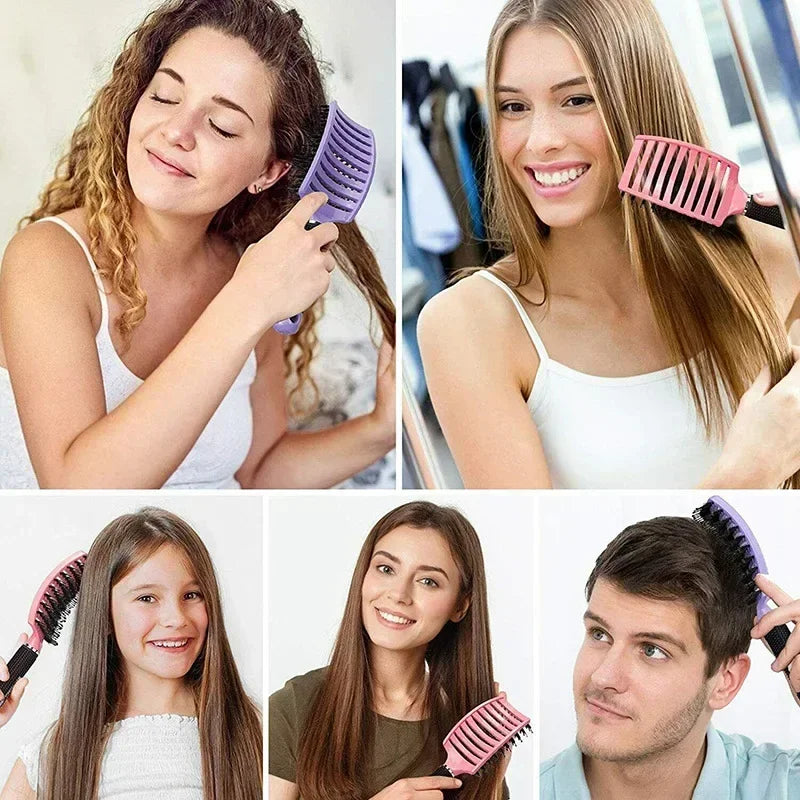 Hair Brush Scalp Massage Comb Hairbrush Boar Bristle Nylon Women Wet Curly Detangle Hair Brush Salon Hairdressing Styling Tool