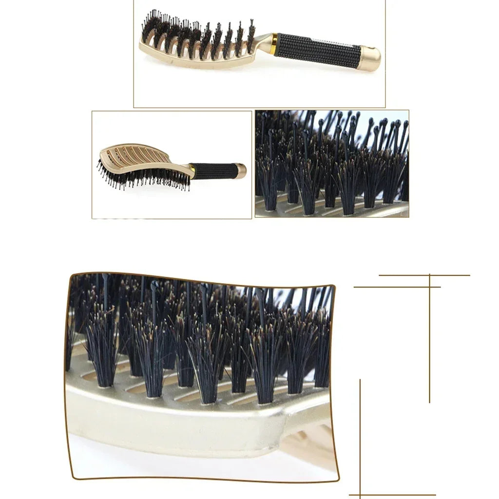 Hair Brush Scalp Massage Comb Hairbrush Boar Bristle Nylon Women Wet Curly Detangle Hair Brush Salon Hairdressing Styling Tool