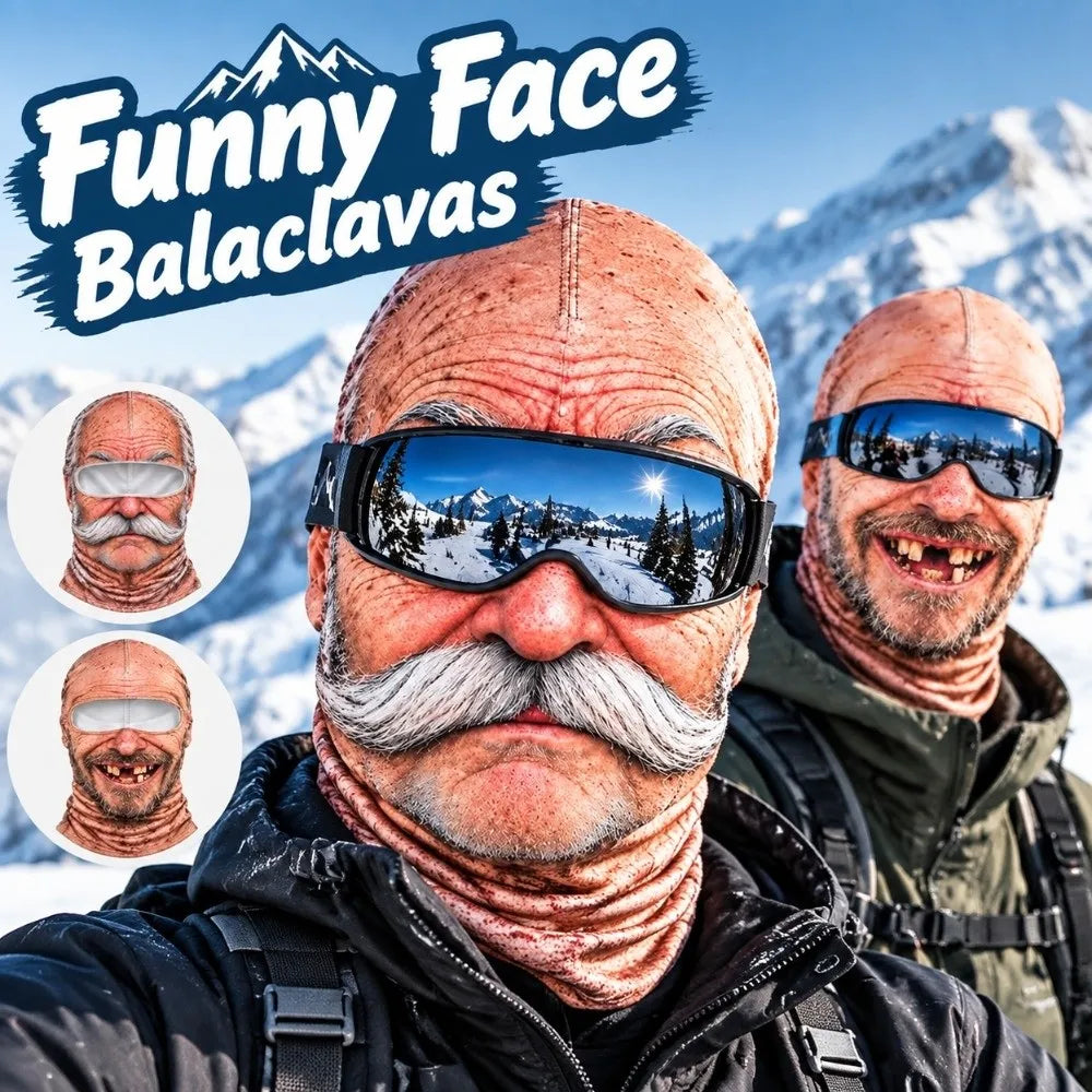 3D Face Printed Old Man Balaclava Full Coverage Breathable Eye Hole Face Mask White Mustache Elastic Ski Mask Hood